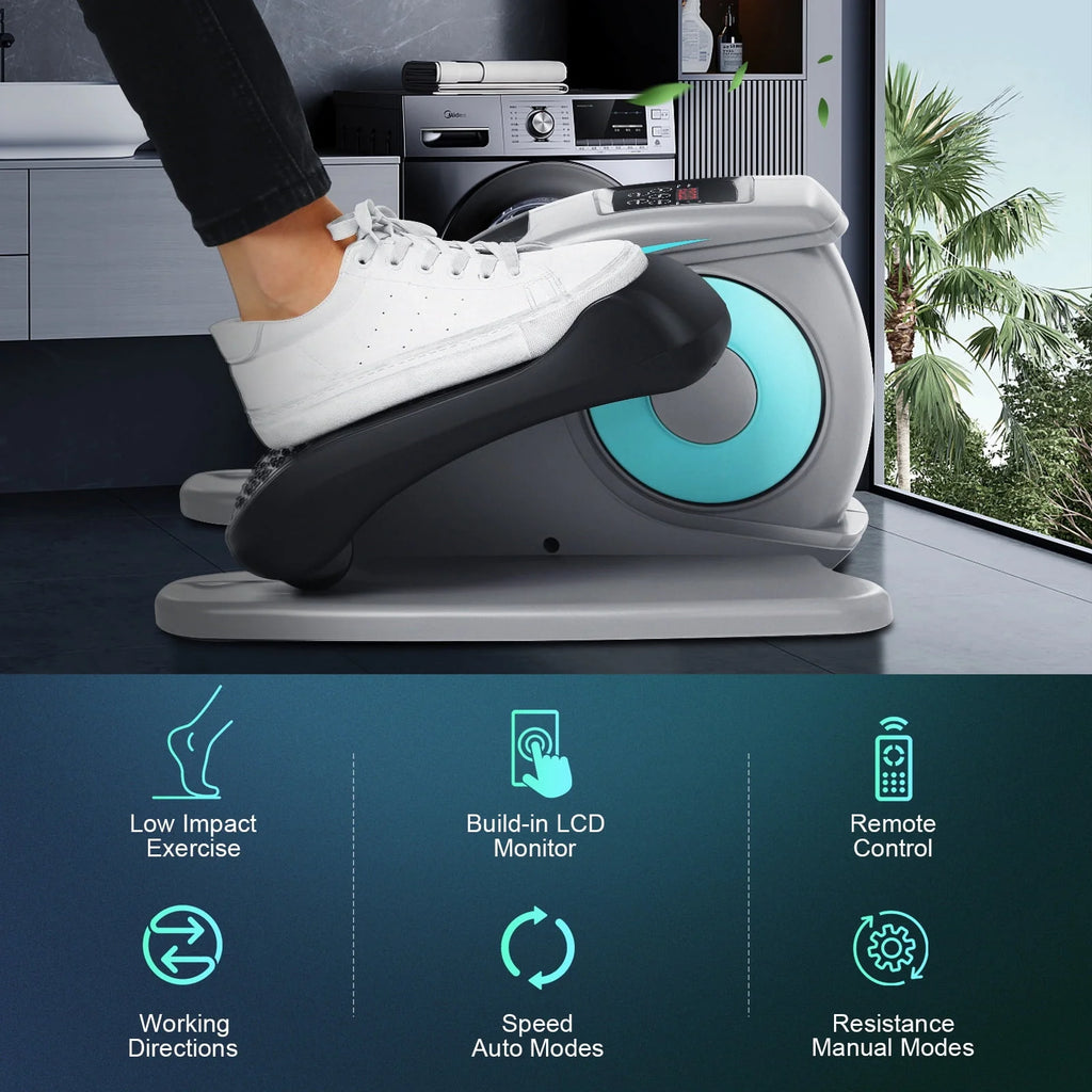 Under Desk Elliptical Machine, Mini Seated Elliptical with 5 Adjustable Speed, Gray S61866
