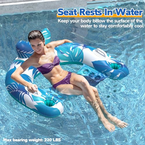 3 Pack Inflatable Pool Float Chairs with Cupholders & Handles N87324