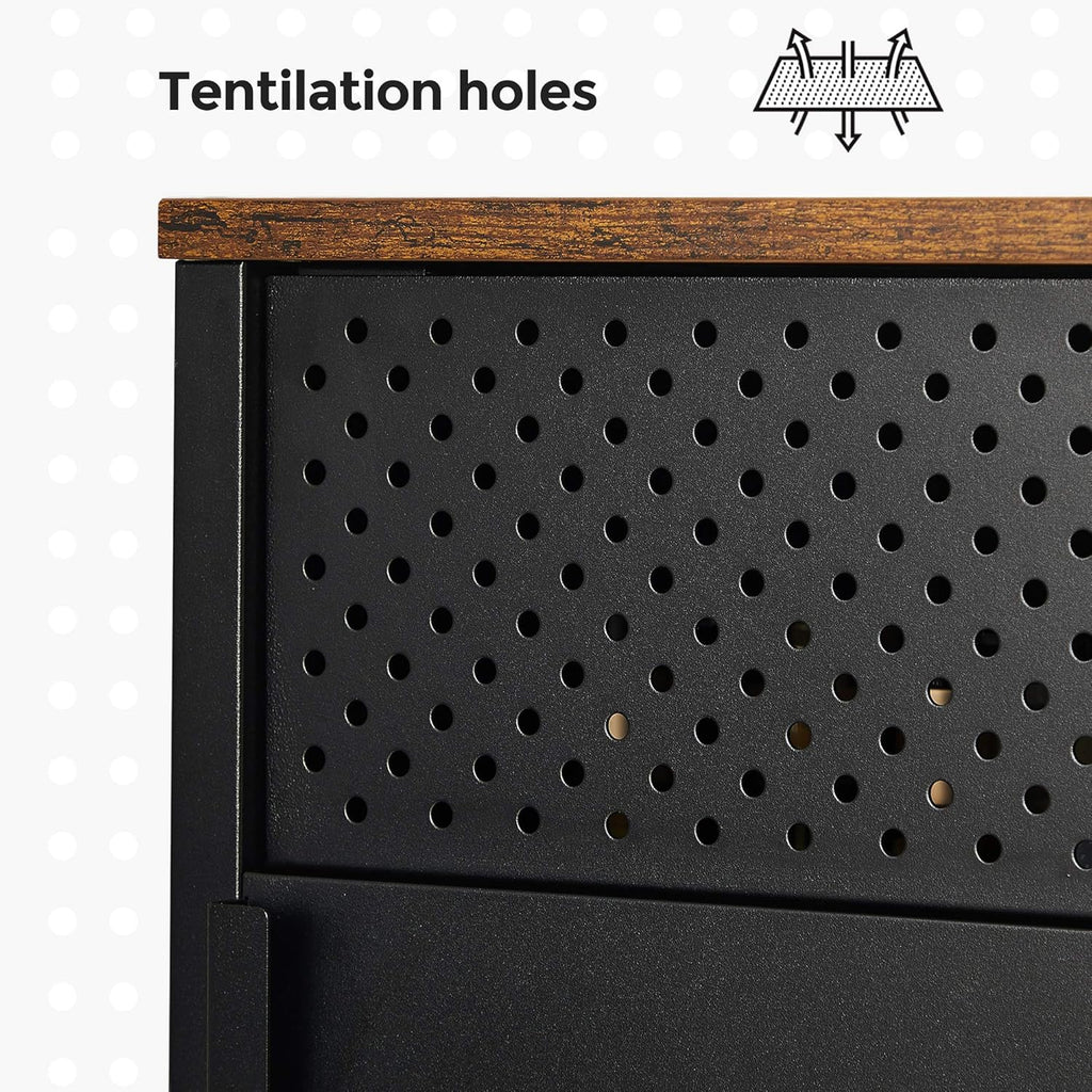 Rustic Brown and Black Nightstand with Door A2599