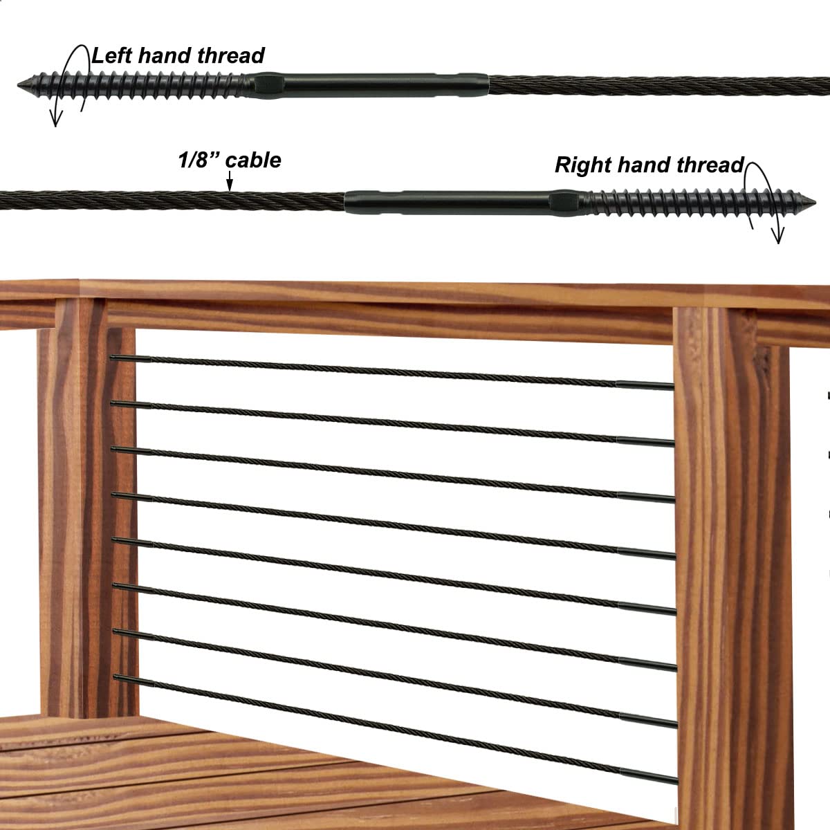 Black Cable Railing Hardware Kit, 10 Pairs C841190
