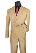 Double Breasted Stripe Suit Camel Regular Fit 2 Piece E234