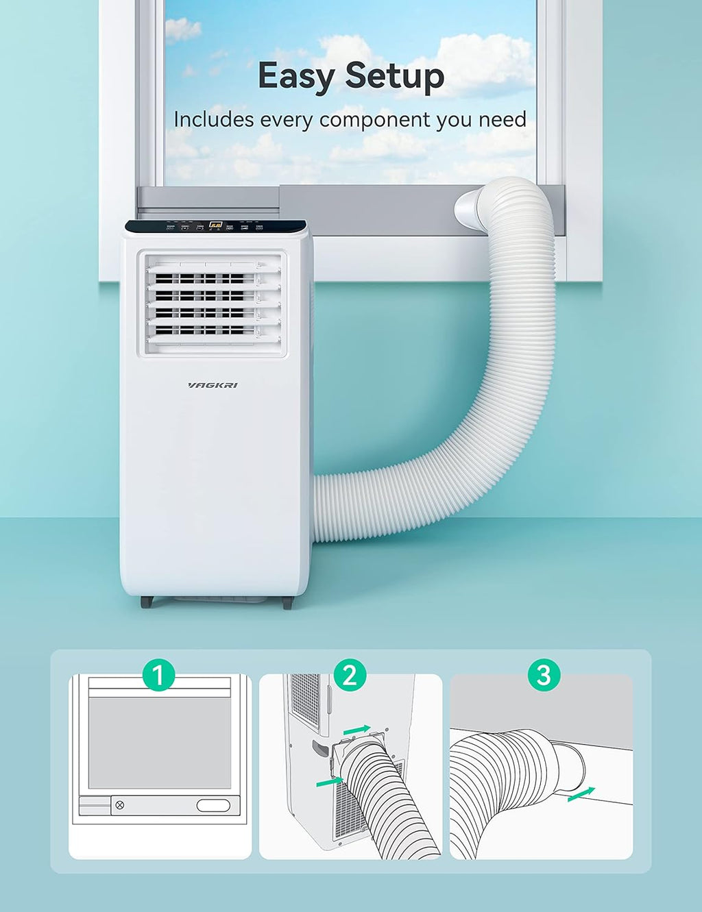 Portable Air Conditioner 8000 BTU 3-in-1 with Fan & Dehumidifier D517