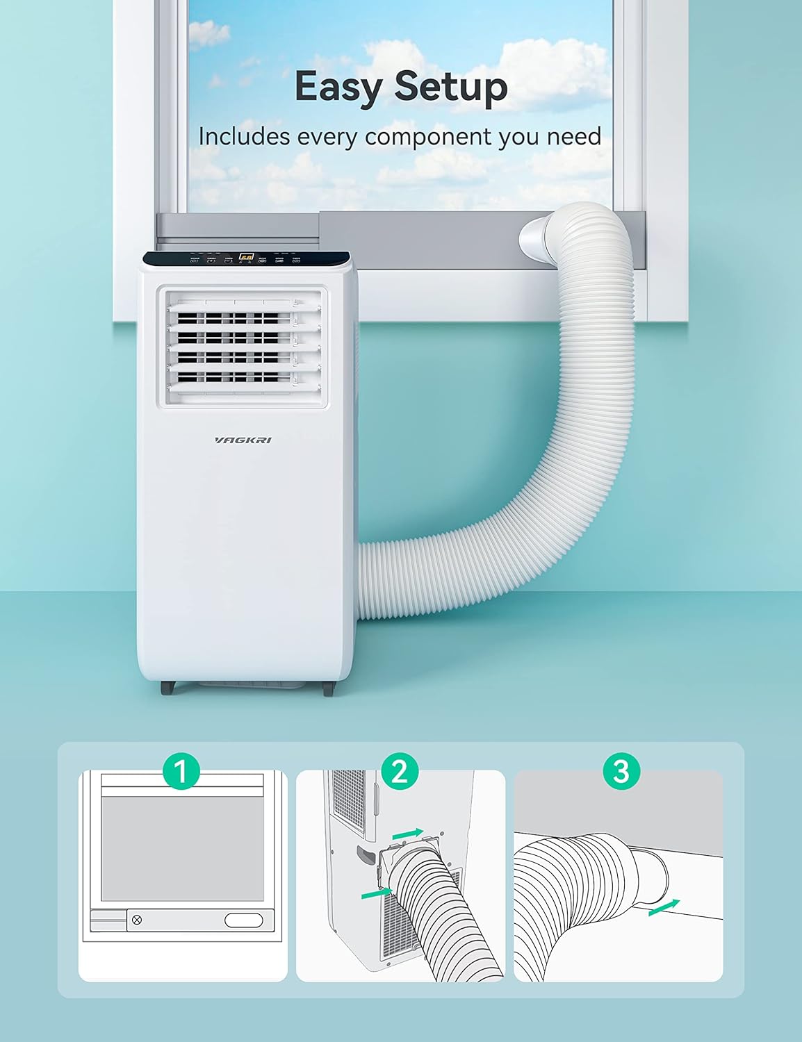 Portable Air Conditioner 8000 BTU 3-in-1 with Fan & Dehumidifier D517