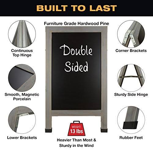 Heavy-Duty Sandwich Board Sidewalk Chalkboard Sign with Chalk Markers, Stencil Set, Chalk, Eraser D903449