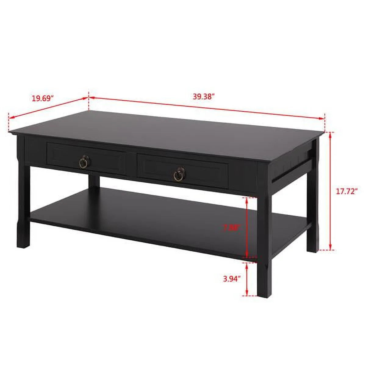 Black Solid Wood Coffee Table A6643