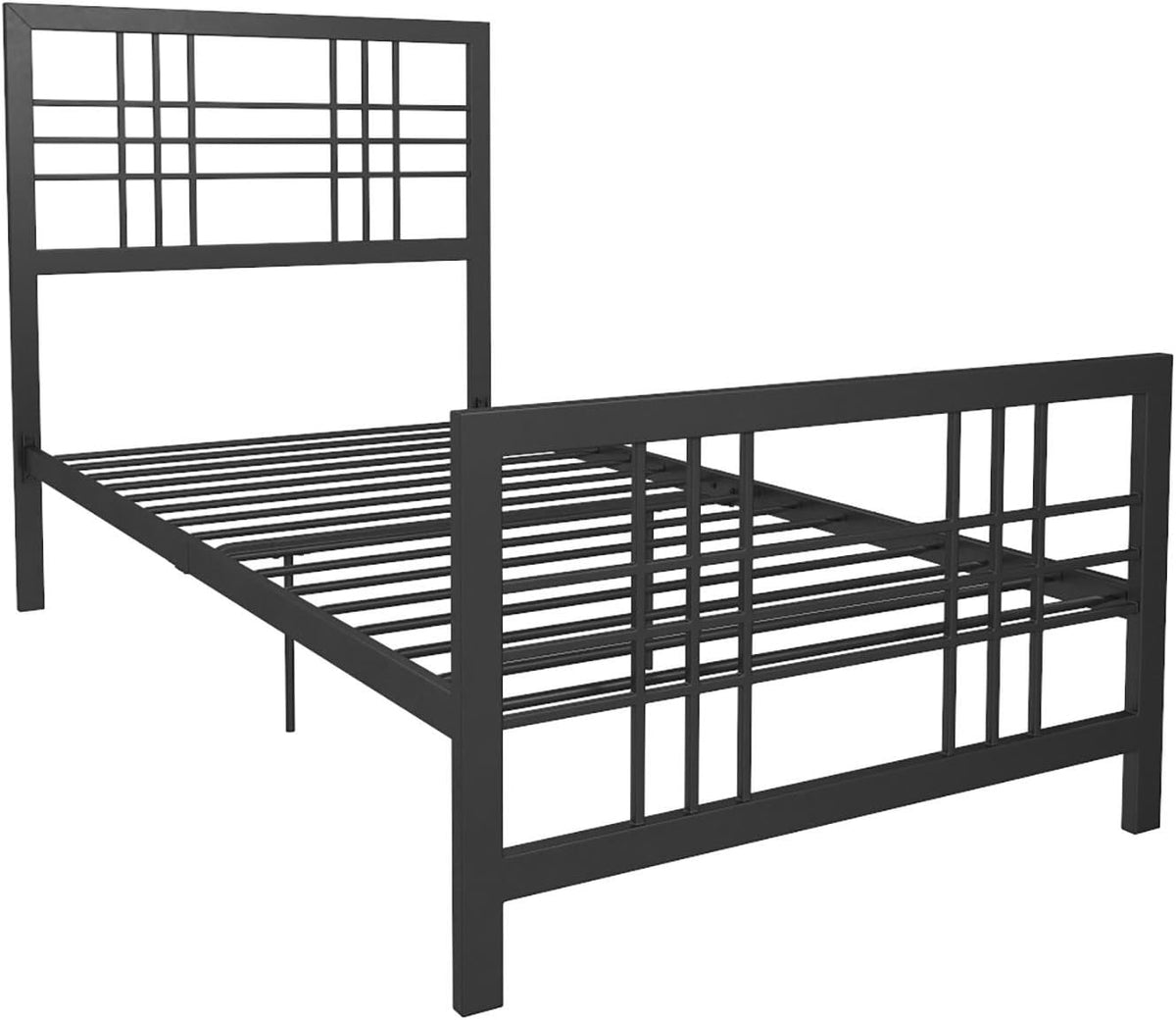 Twin Size Metal Bed Frame with Adjustable Storage N6314