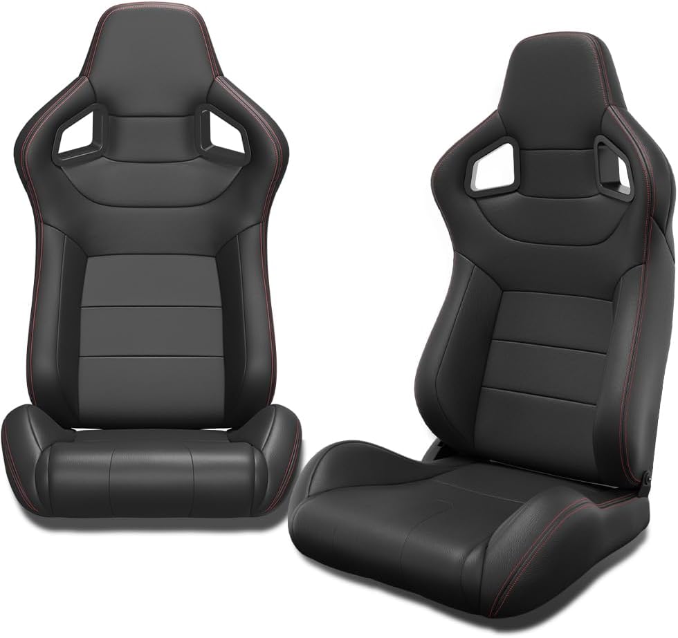 Red Stitch PVC Leather Racing Seats U5875