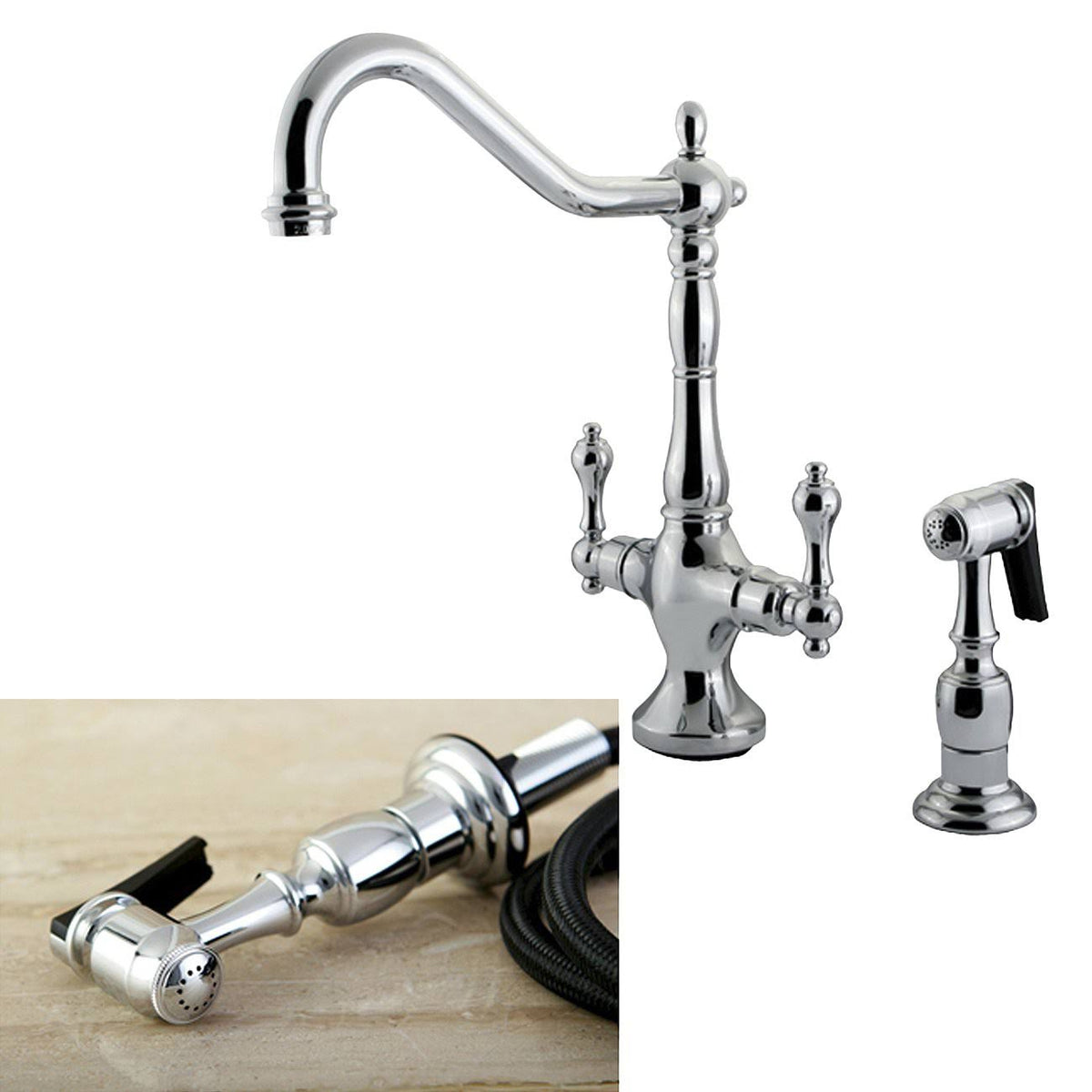 Chrome Kitchen Faucet with Solid Brass Side Sprayer A170