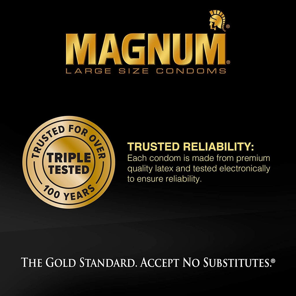 Magnum XL Size Lubricated Latex Condoms - 12 ct, Pack of 6 Z25100