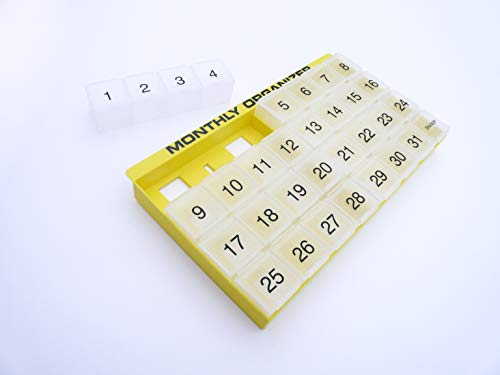 4 Week Monthly Pill Organizer with Tray and 8 Removable Compartments (Green) K22078