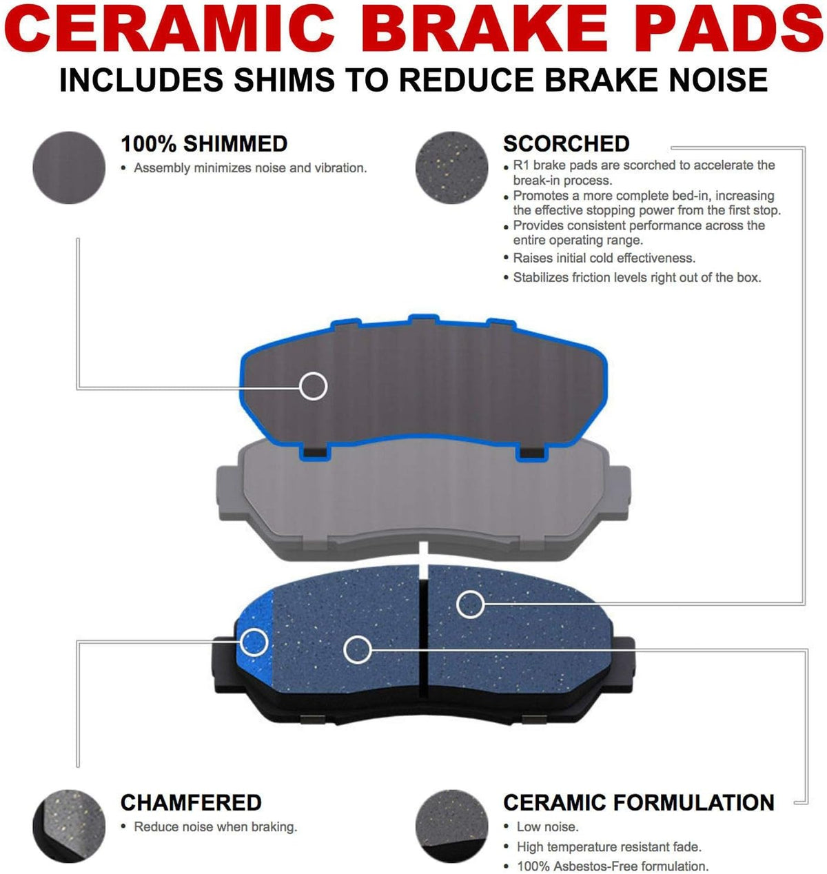 Rear Drilled and Slotted Brake Rotors with Ceramic Brake Pads and Hardware Kit T60050