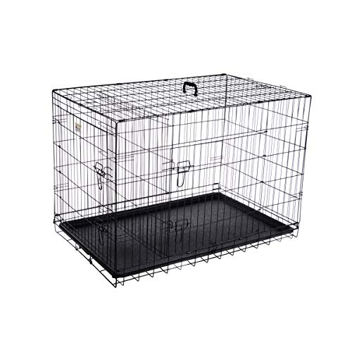 42-Inch Collapsible Dog Crate with Divider Wall Panel (Black) S60911
