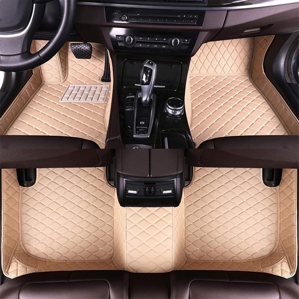 Black with Beige Stitching Full Surrounded Car Floor Mats C4946