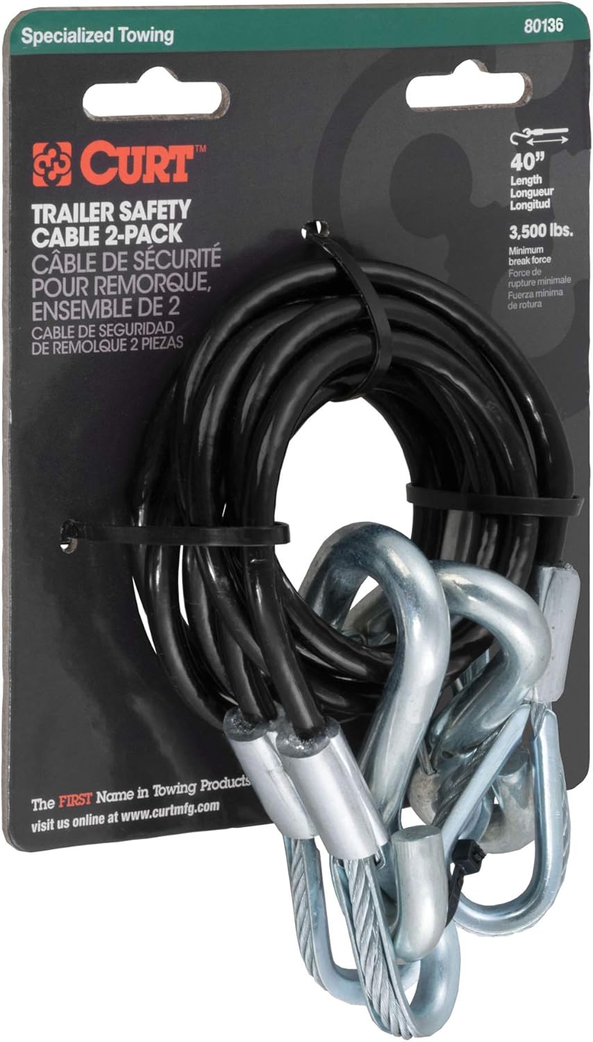 Vinyl-Coated Trailer Safety Cables with Snap Hooks, 2-Pack M533256