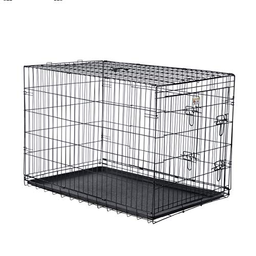 42-Inch Collapsible Dog Crate with Divider Wall Panel (Black) S60911