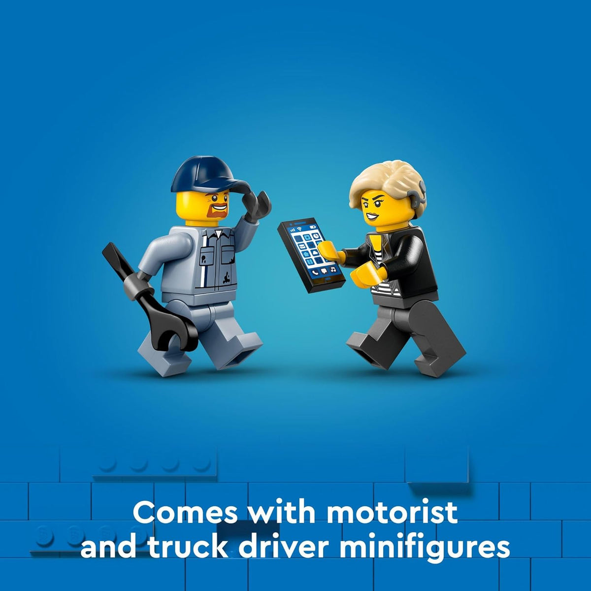 Tow Truck and Sports Car Repair Building Set with 2 Minifigures and Accessories T1487