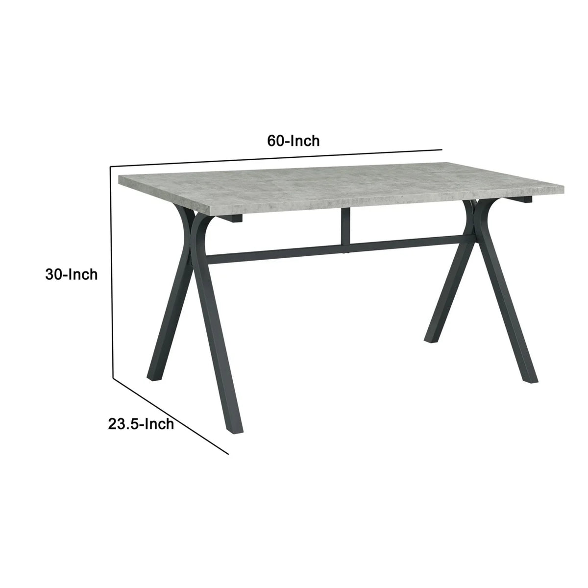 60 Inch Rectangular Writing Desk Light Gray Wood Top Dark Gray Metal F4000