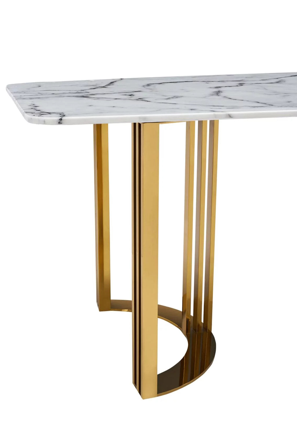 Marble Top Gold Stainless Steel 7Pcs Dining Room Set B42753