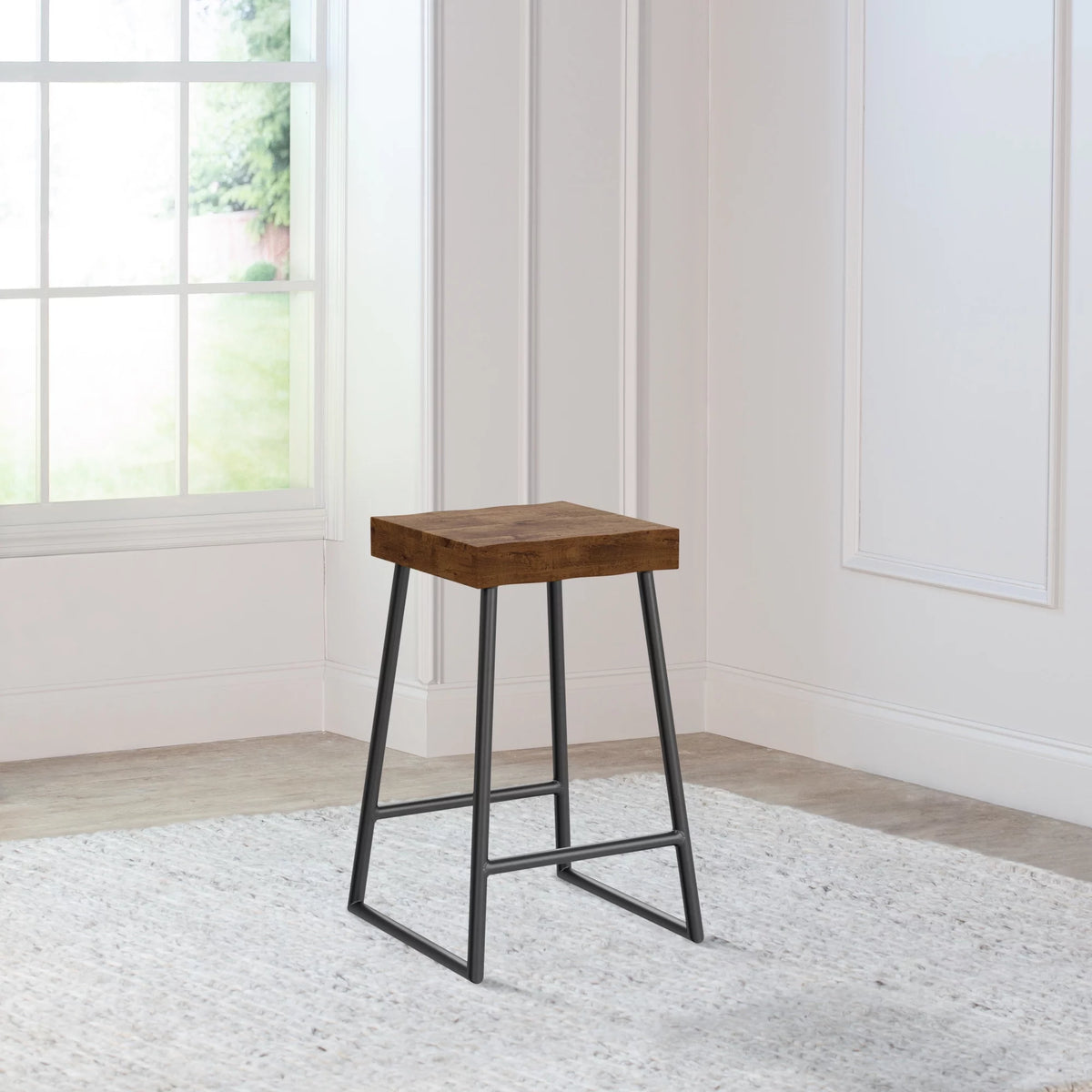 Natural Sheesham Wood Backless Counter Height Stool G653
