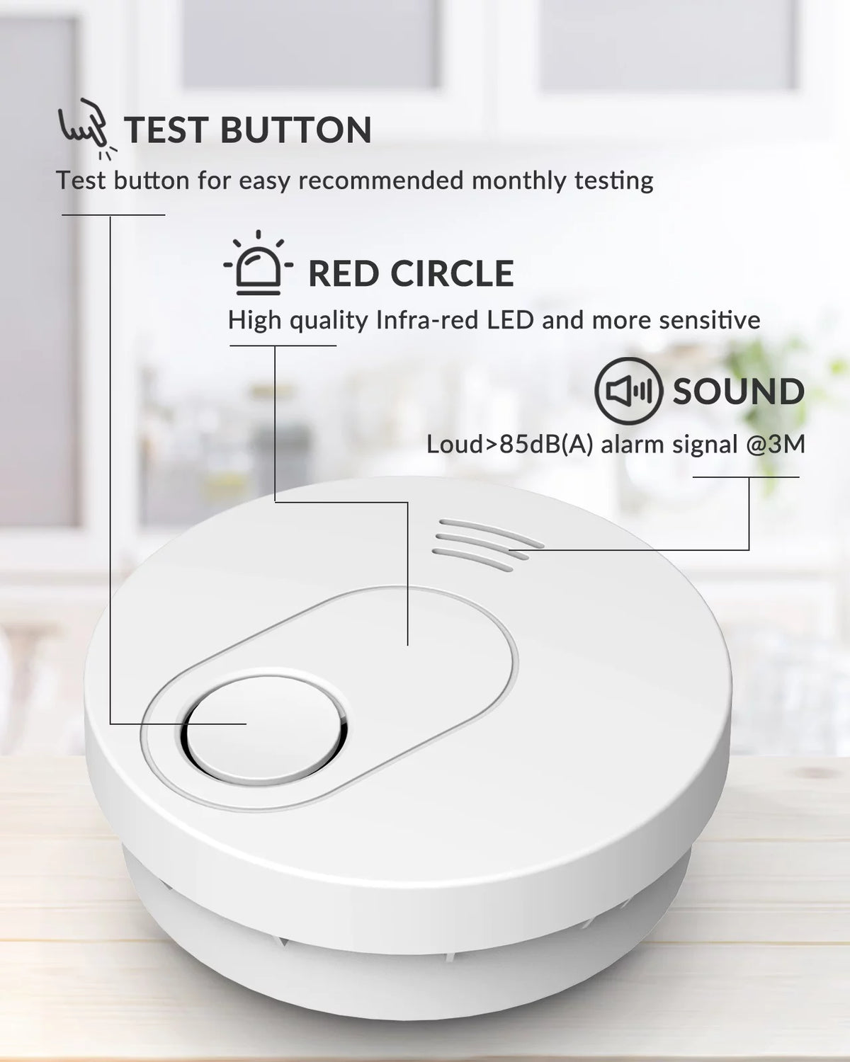 6 Pack Smoke Detector with Photoelectric Sensor S374300