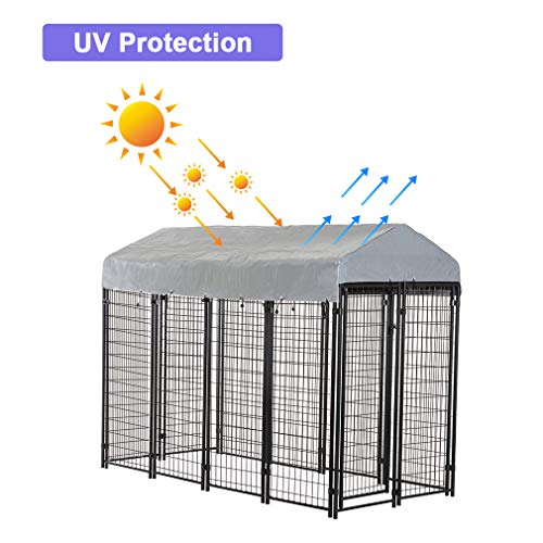 8 x 4 x 6 Ft Metal Galvanized Dog Kennel with Cover X505