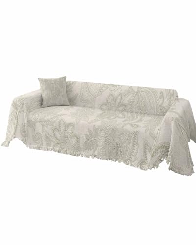 Beige Floral Sofa Cover 71"x102" L58308