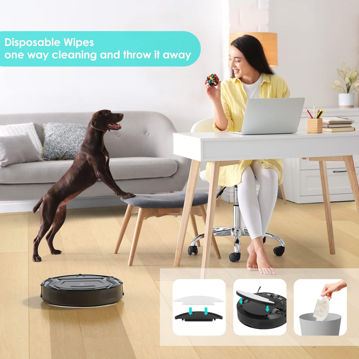 Robot Vacuum and Mop Tangle-free Suction Ultra-Thin Robotic Vacuum Cleaner Z839295