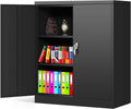 Locking Metal Cabinet with 2 Doors, 4 Adjustable Shelves, Black K724967