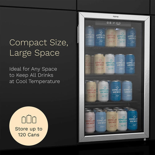 120 Can Mini Fridge with Glass Door and Adjustable Removable Shelves T62821