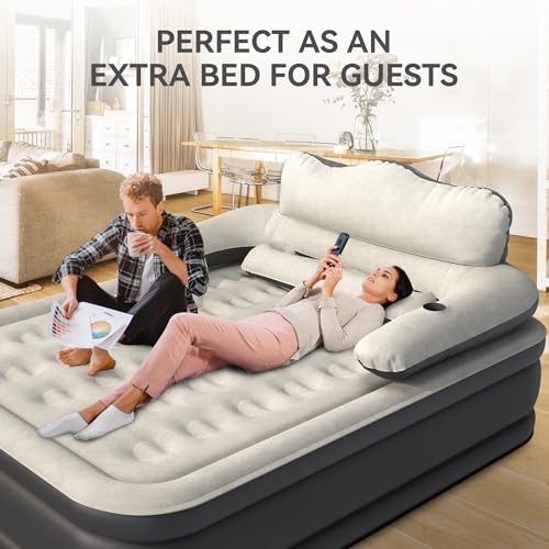 Queen Size Air Mattress with Headboard and Built-in Pump I84156