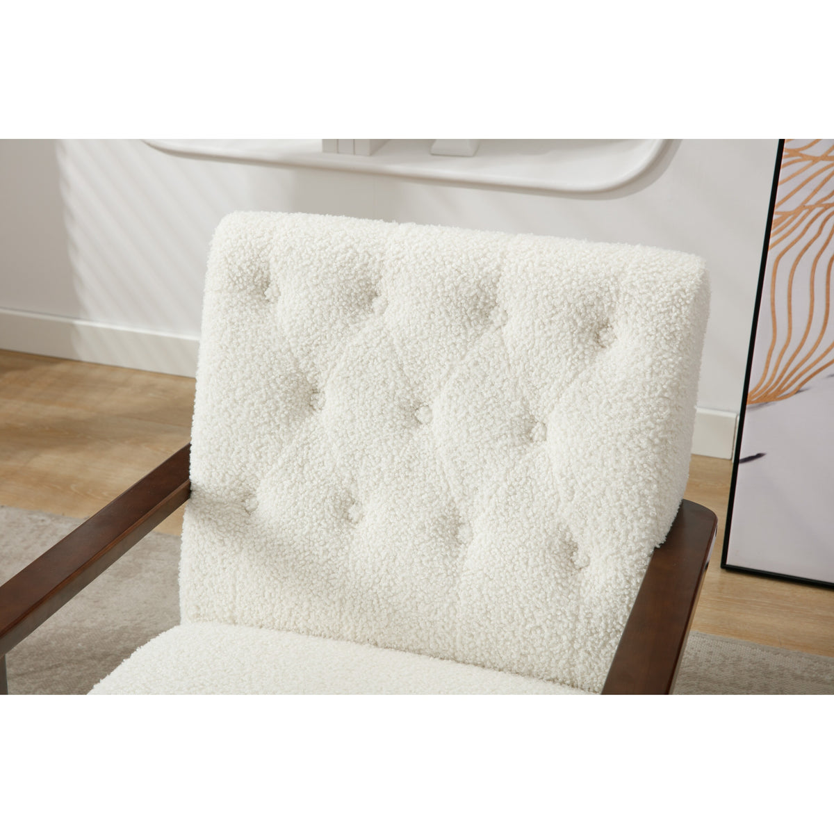 White Microsuede Accent Arm Chair E97681