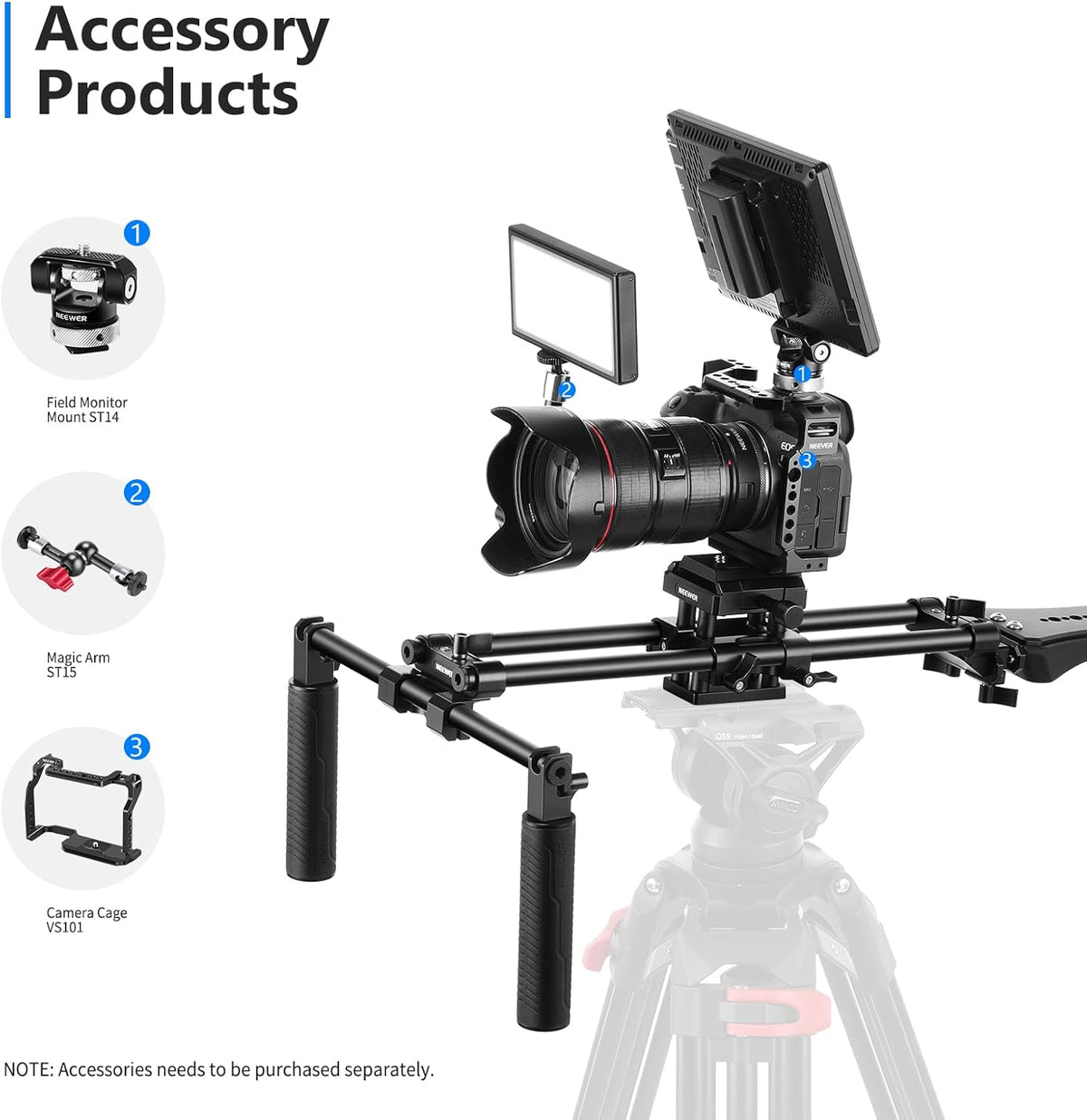 Universal Camera Shoulder Mount with Movable Shoulder Pad, 15mm Rod, 1/4 3/8 QR Plate Z53516