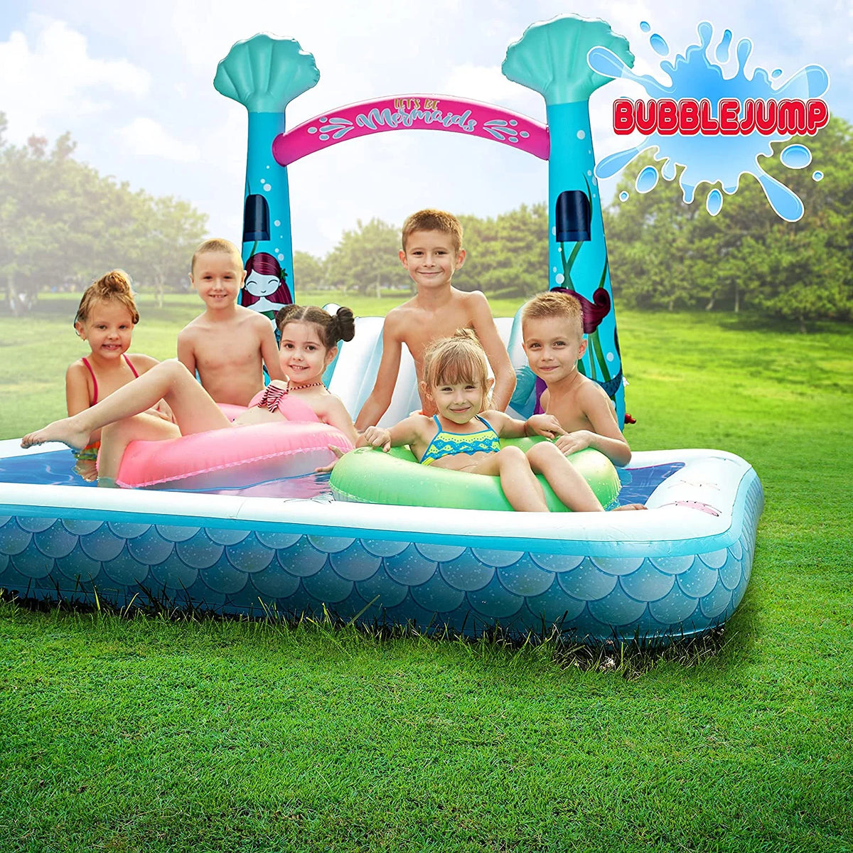 Water Slip and Slide for Kids Pool, Swimming Pool for Kids 3-10, Blow Up Baby Pool with Slide for Toddlers Age 1-3, Kiddie Pool M12006