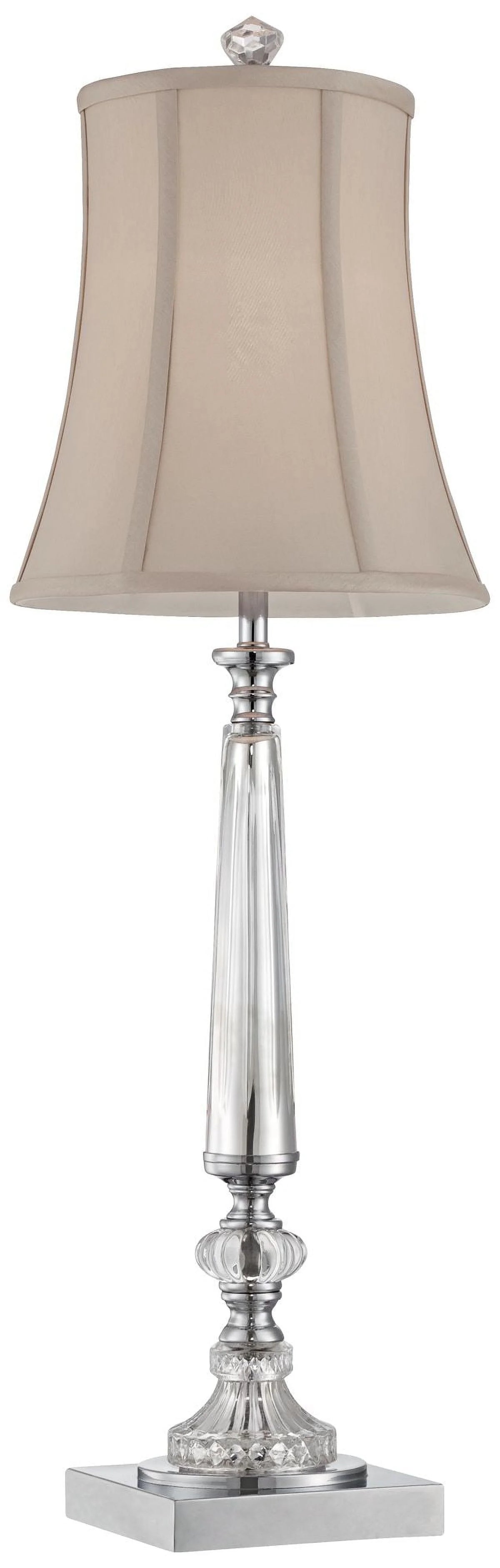 Traditional Buffet Table Lamp 32" Tall Clear Crystal Taupe Bell Shade E4380