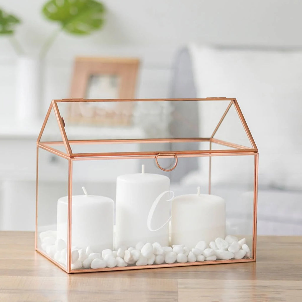 Rose Gold Glass Terrarium Card Holder Z97565