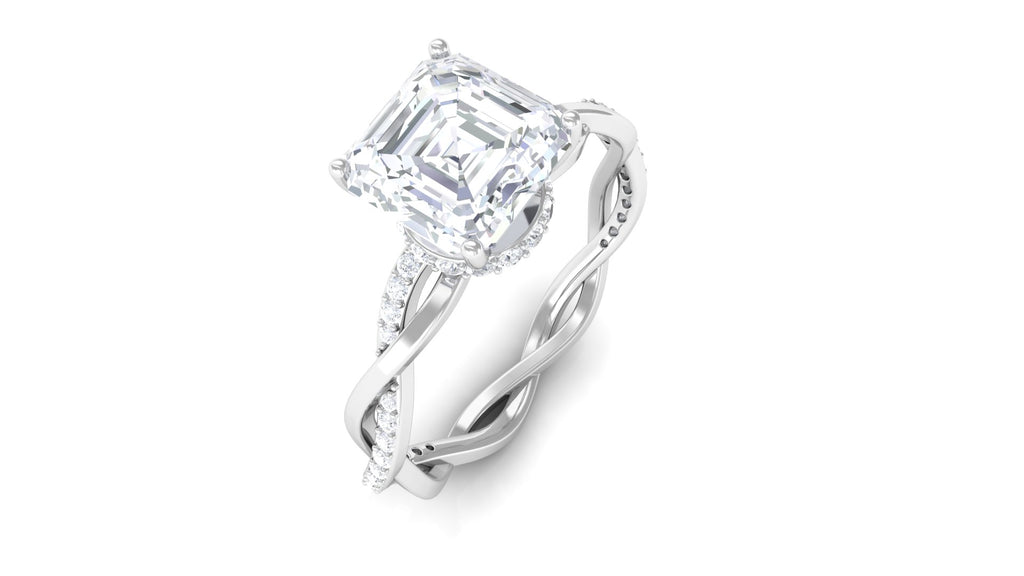Asscher Cut Moissanite Solitaire Ring, 8 mm, 10K White Gold, US 3.00 H66654