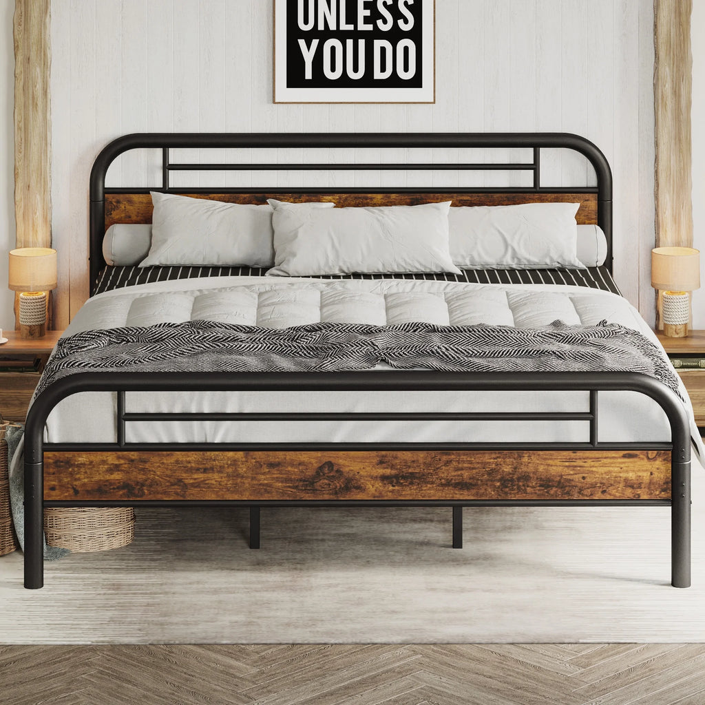 King Platform Bed Frame with Headboard T654