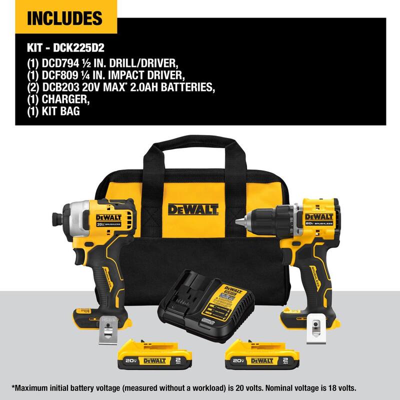 20-Volt MAX Lithium-Ion Cordless 2-Tool Combo Kit with 2.0Ah Batteries C12414