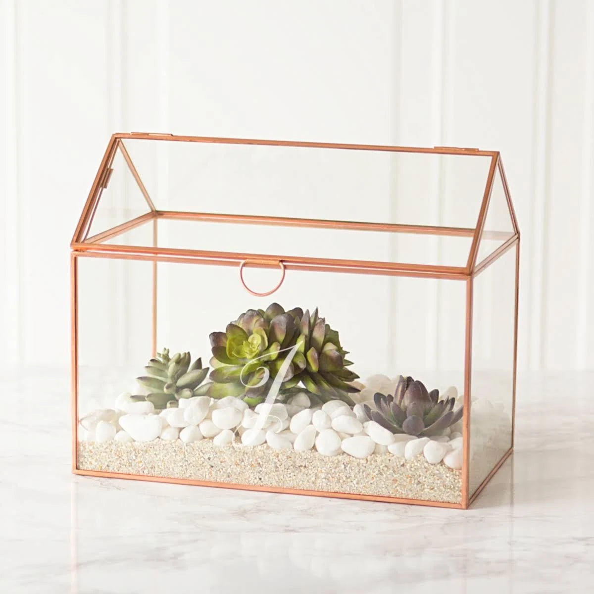 Rose Gold Glass Terrarium Card Holder Z97565