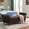 Brown Faux Leather Flip Top Storage Bench S69060