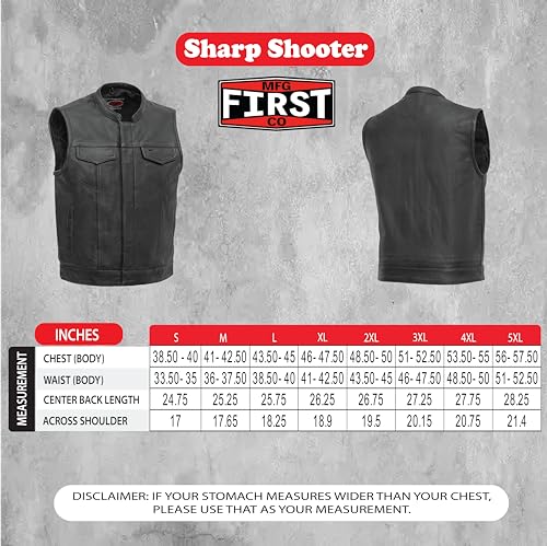 Mens Motorcycle Biker Riding Leather Vest with Mesh lining and Conceal Carry Pockets G8606