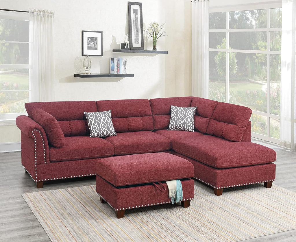 Red Velvet Sectional Sofa V462238