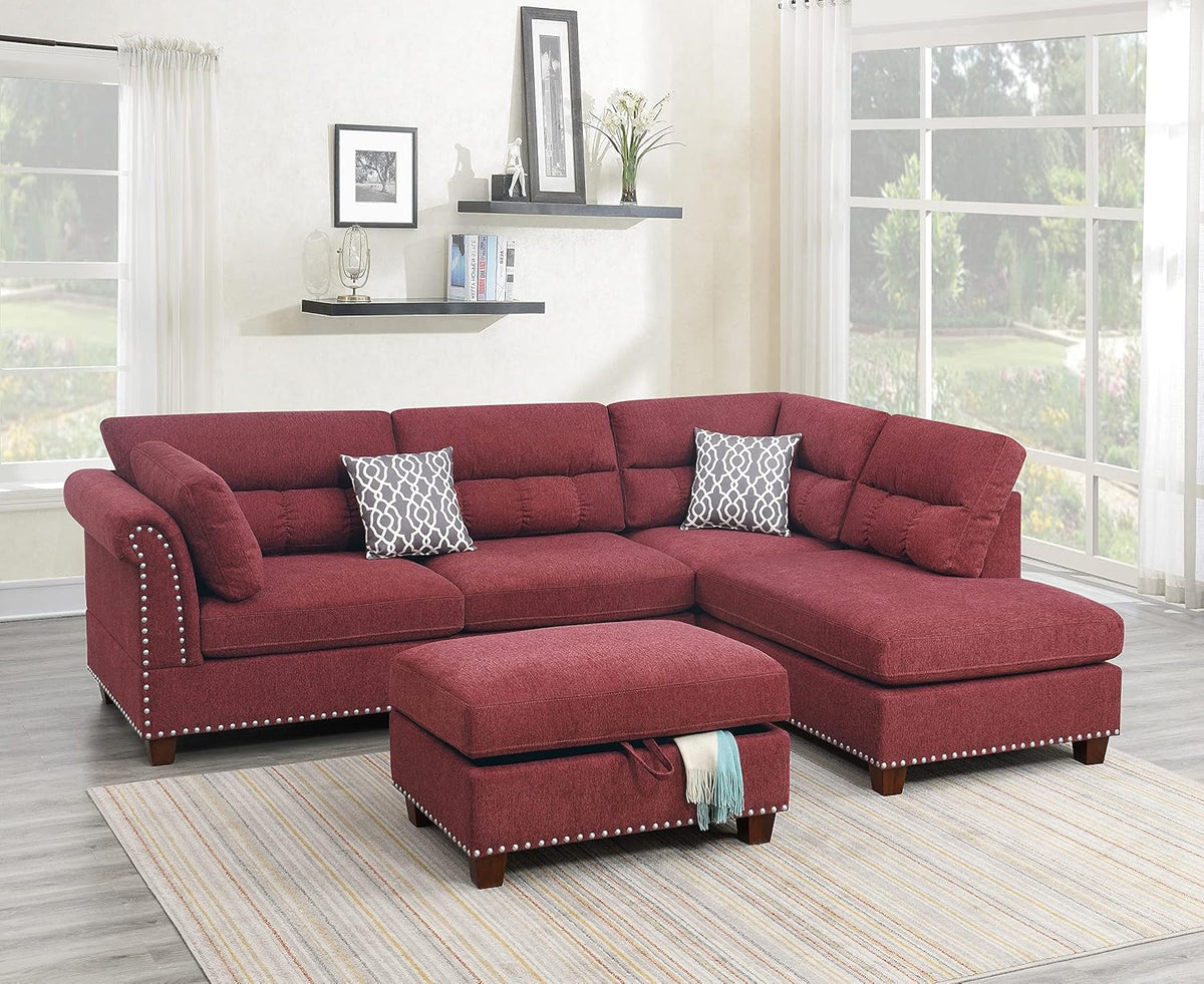 Red Velvet Sectional Sofa V462238