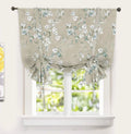 Blue Gray Floral Tie Up Curtain I87999