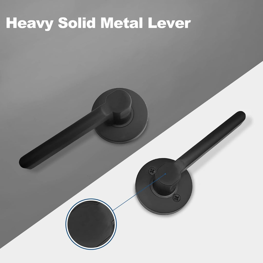 [3 Pack] Matte Black Passage Door Lever with Removable Latch Plate K6322