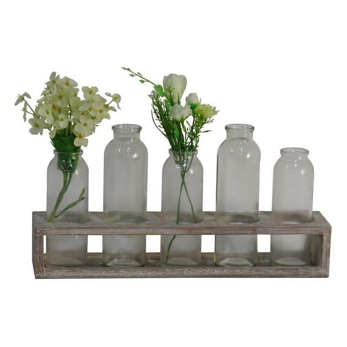Glass Bottle Decor with Wooden Stand T320219