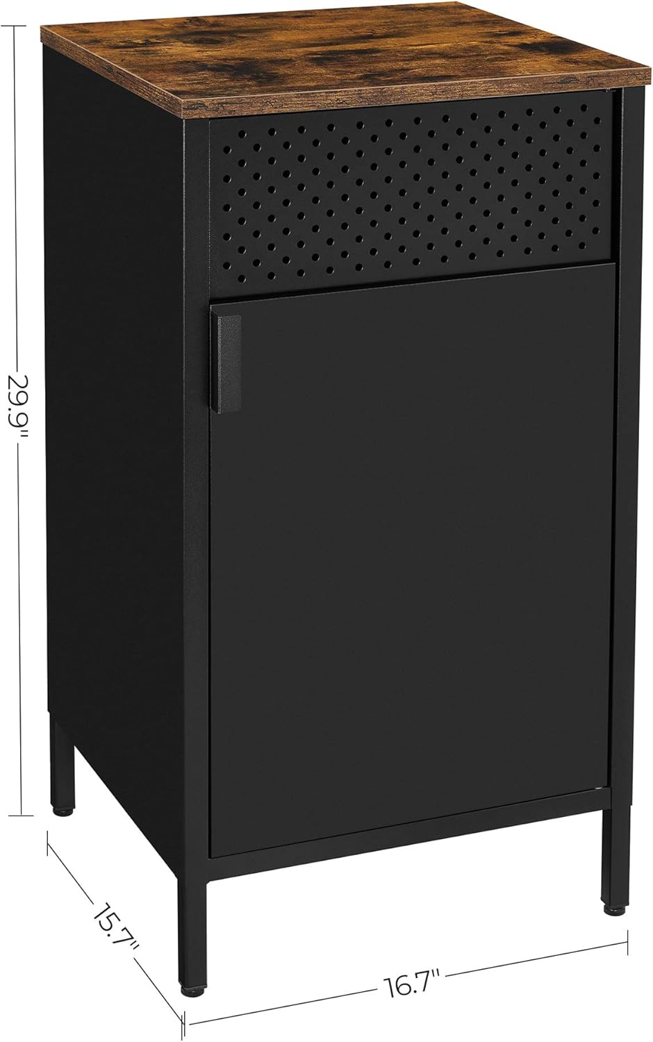 Rustic Brown and Black Nightstand with Door A2599