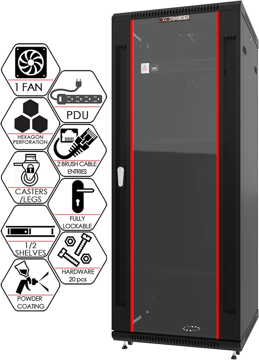 18U Wall Mount Server Rack 19 Inch Locking Network Cabinet P25697