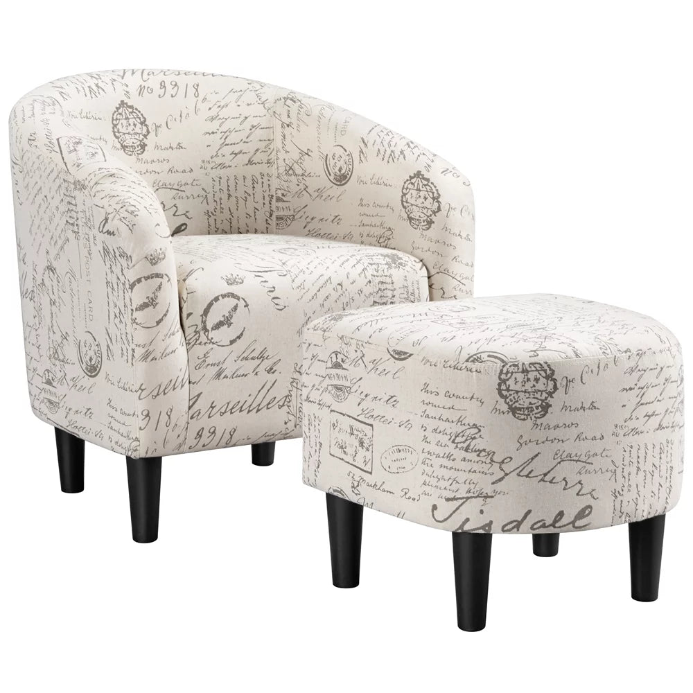 Velvet Accent Arm Chair and Ottoman Set Gray Y8622