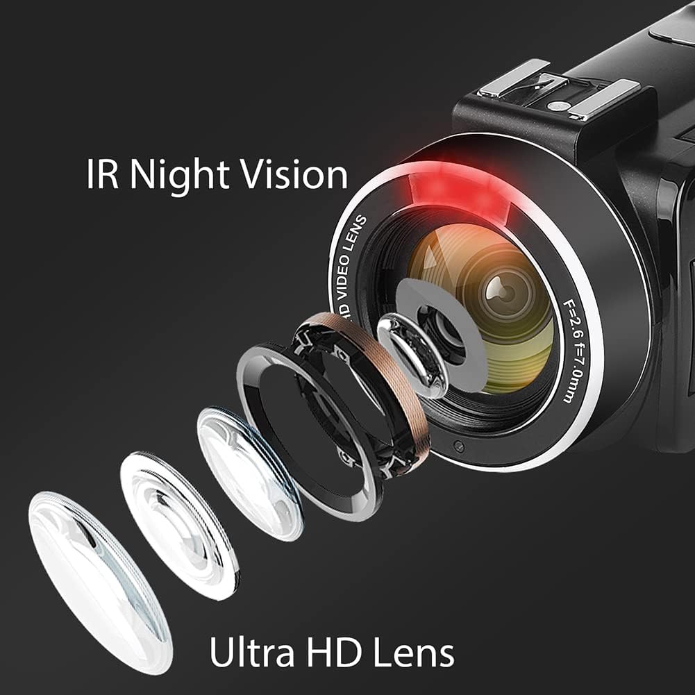 4K 56MP UHD Camcorder with IR Night Vision 18X Digital Zoom Z3027